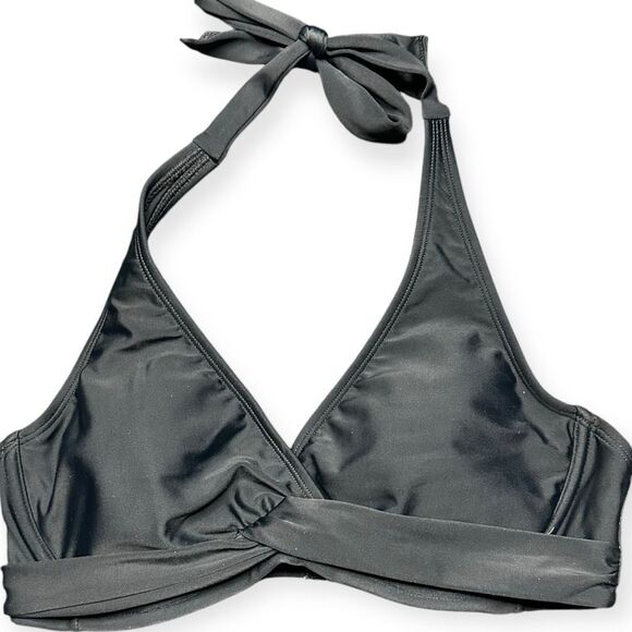 ATHLETA Women’s Black Tara Halter Bra-Sized Twist Bikini Top 34 B/C Style #96486 - Picture 2 of 6